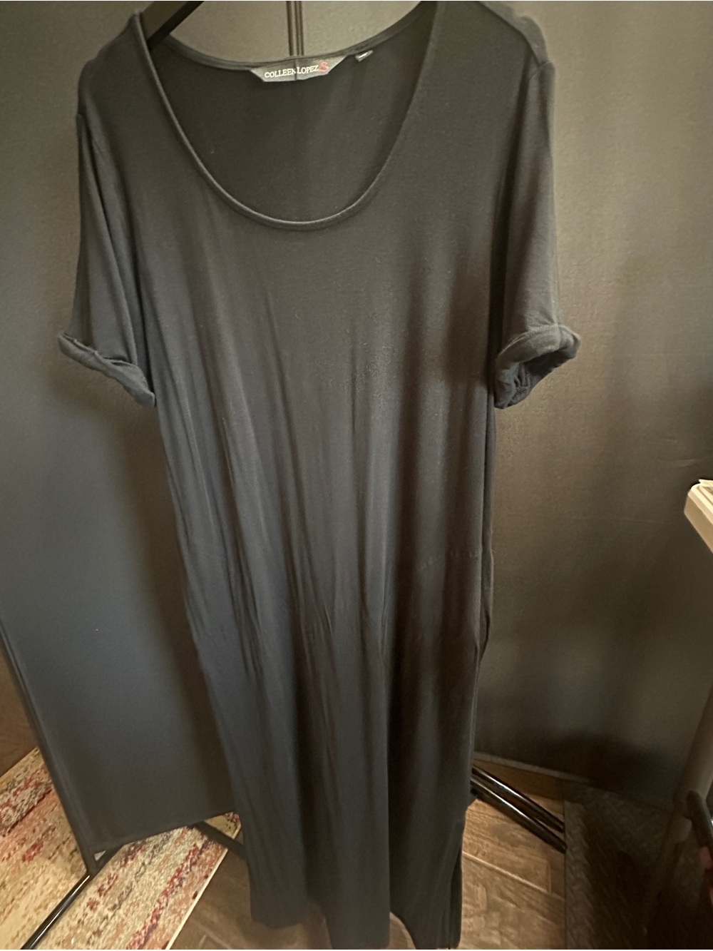 Colleen Lopez Black Short-Sleeve Maxi Dress Petite Large